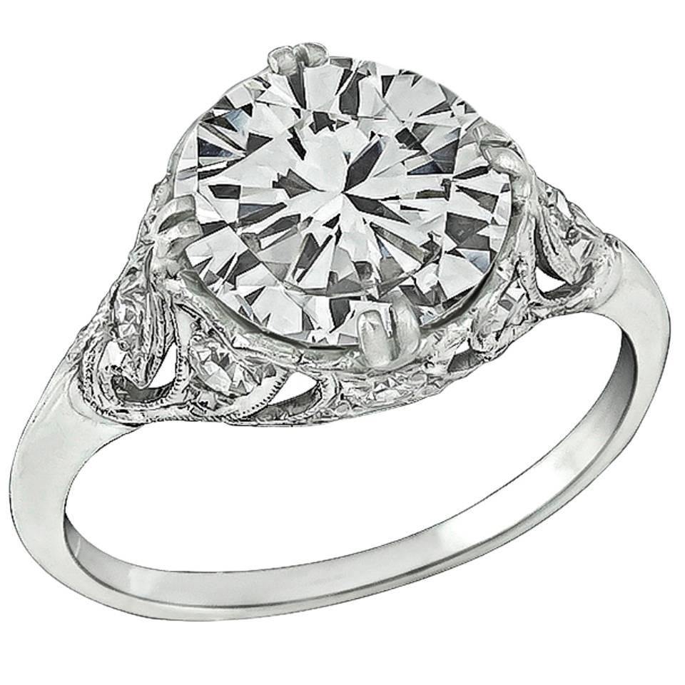 Stunning 2.27 Carat GIA Cert Diamond Platinum Engagement Ring For Sale