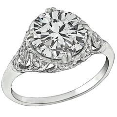 Superbe bague de fiançailles en platine avec un diamant certifié GIA de 2,27 carats