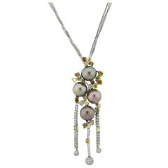 J. Stella Tahitian Pearl Diamond Gold Necklace