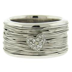 Pasquale Bruni Diamond Gold Heart Wide Band Ring