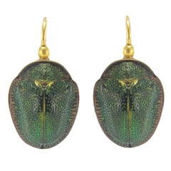 Antike echte Käfer-Ohrringe aus Gold 