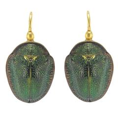 Antique Genuine Beetle Gold Earrings 6