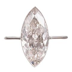 1920s 3.56 Carat Marquise Diamond Platinum Solitaire Ring