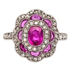 Edwardian Platinum Ruby and Diamond Target Ring