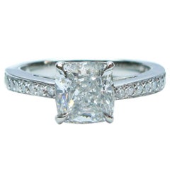 J. Birnbach 1.81 carat Cushion Diamond Platinum Bright Cut Pave Engagement Ring