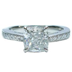 1.81 Carat GIA Cert Cushion Diamond Platinum Engagement Ring 6