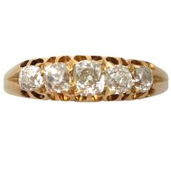 1900s 1.13 ct Diamond, 18k Yellow Gold, Five Stone Ring 1