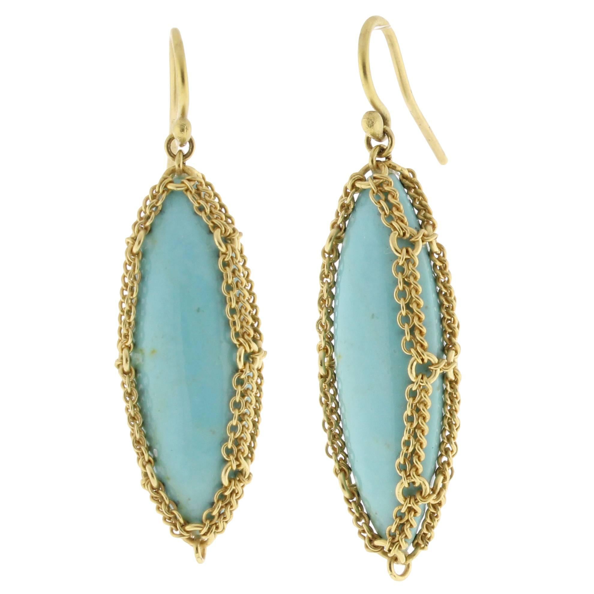 Anthony Nak Turquoise Gold Drop earrings