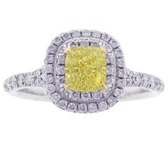 Tiffany & Co. Soleste Fancy Intense Yellow Diamond Gold Platinum Ring