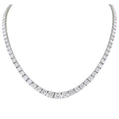 21 Carats Round Brilliant Cut Diamonds Platinum Riviere Necklace 10