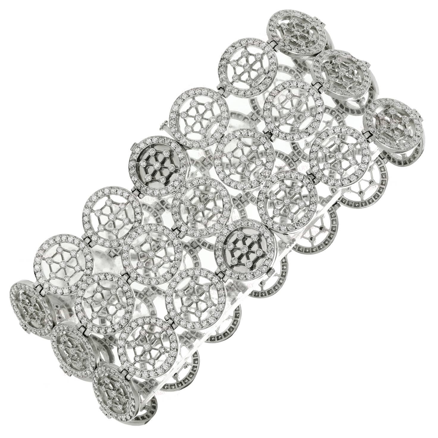 Tiffany & Co. Voile Diamond Platinum 3-Row Bracelet