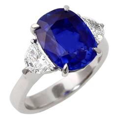 Rare 5.54-Carat No-Heat Kashmir Sapphire Diamond Engagement Ring 8