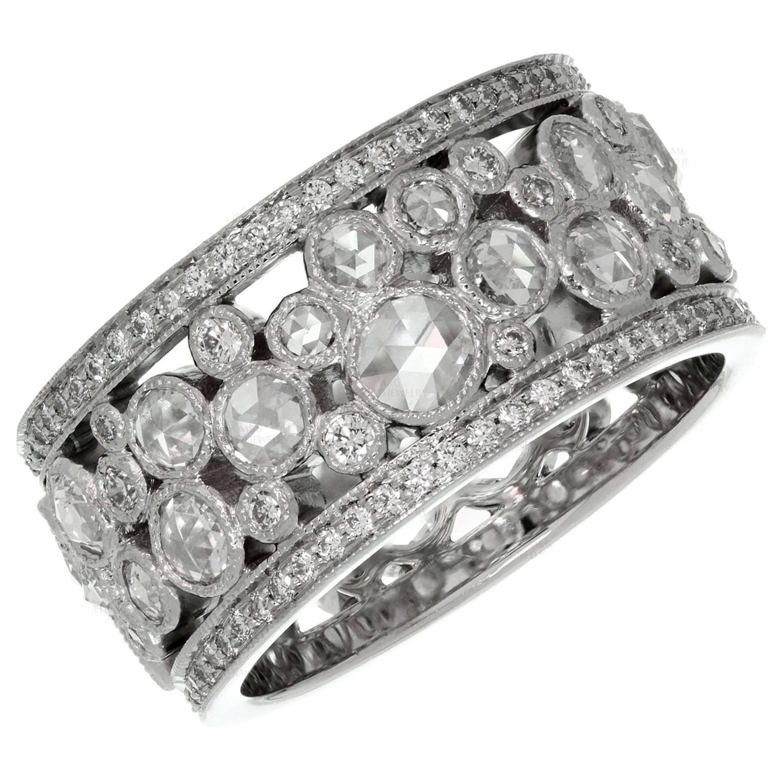 Tiffany & Co. Cobblestone Diamond Platinum Band Ring 
