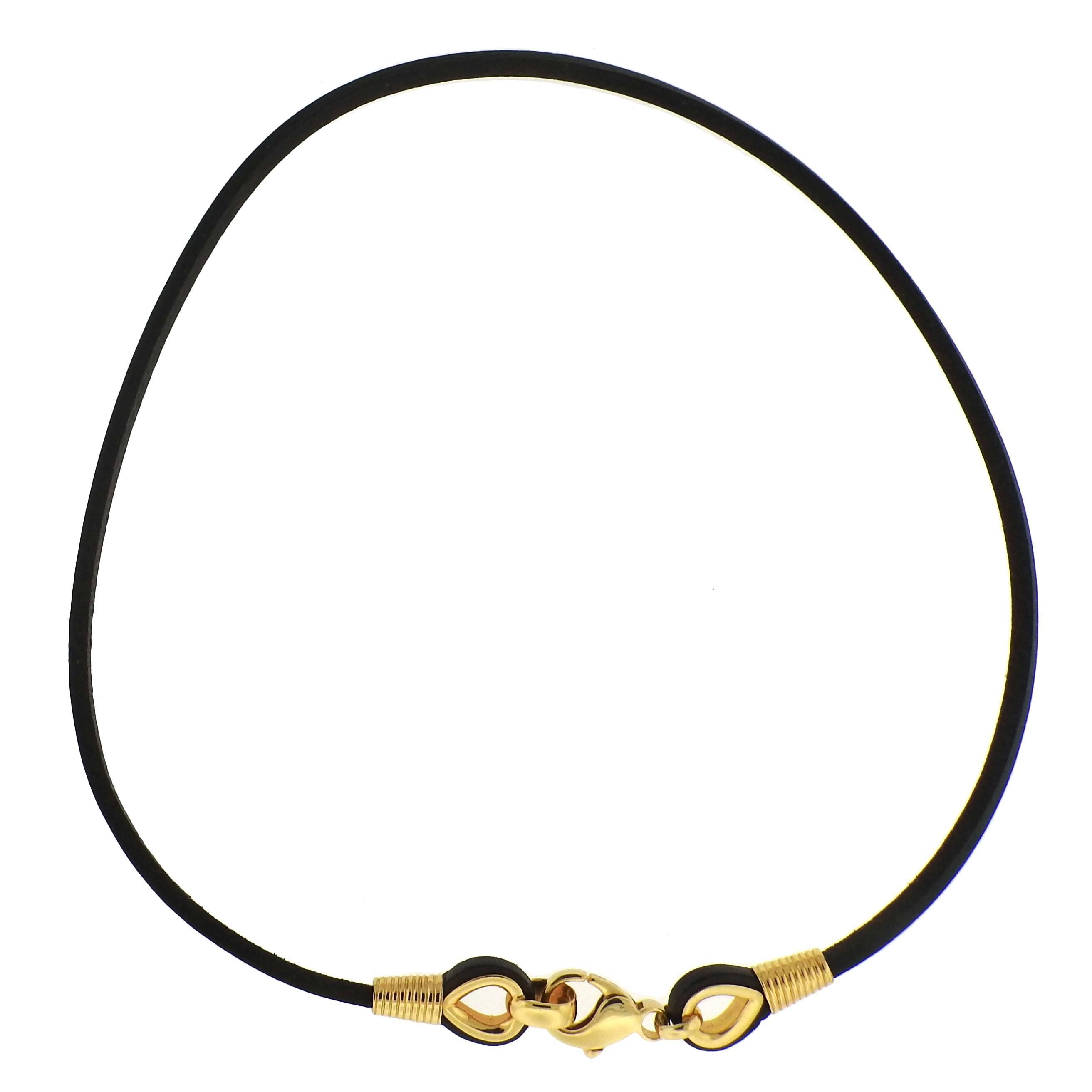 Bulgari Gold Leather Cord Necklace