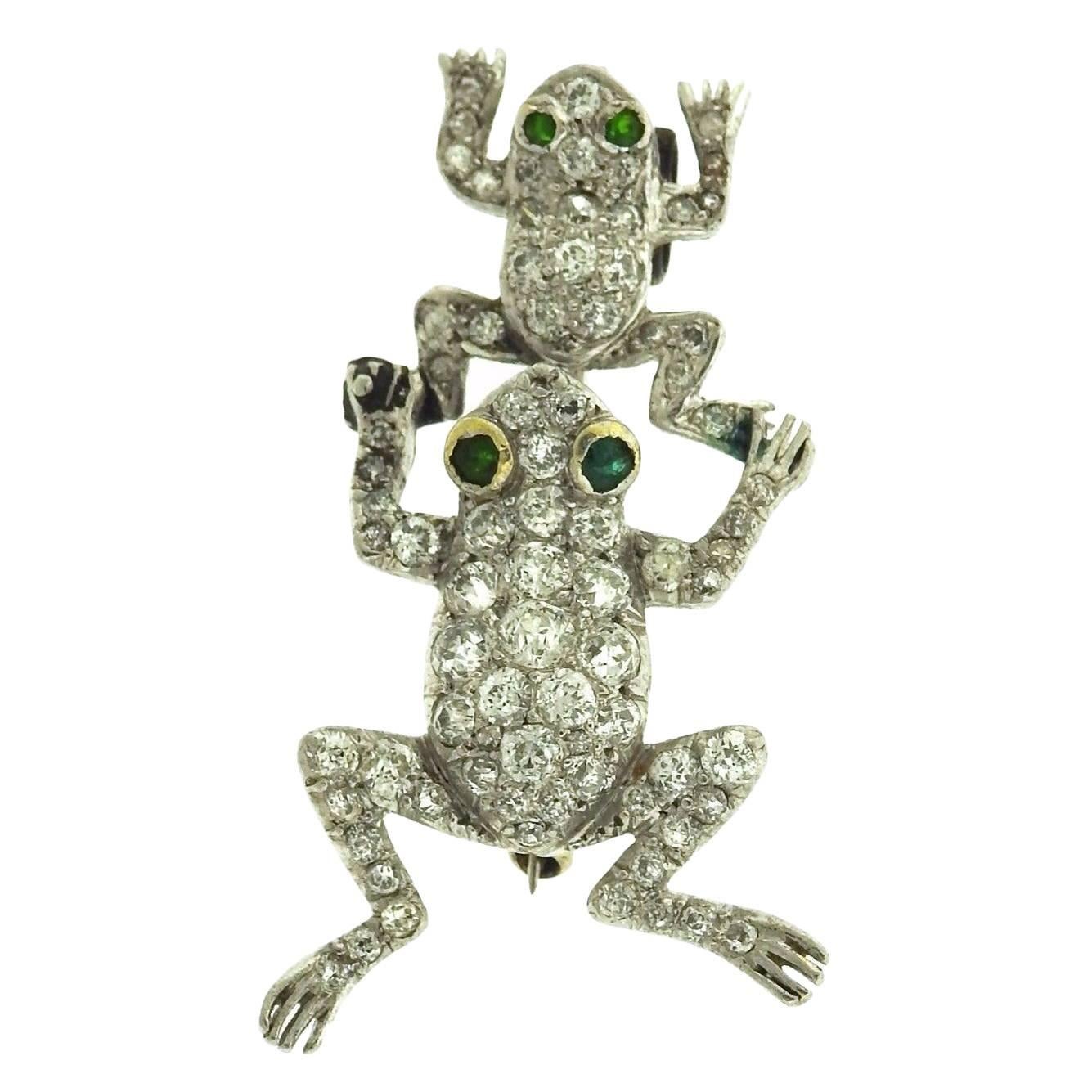 Shreve & Co. Art Deco Diamond Platinum Frog Pin