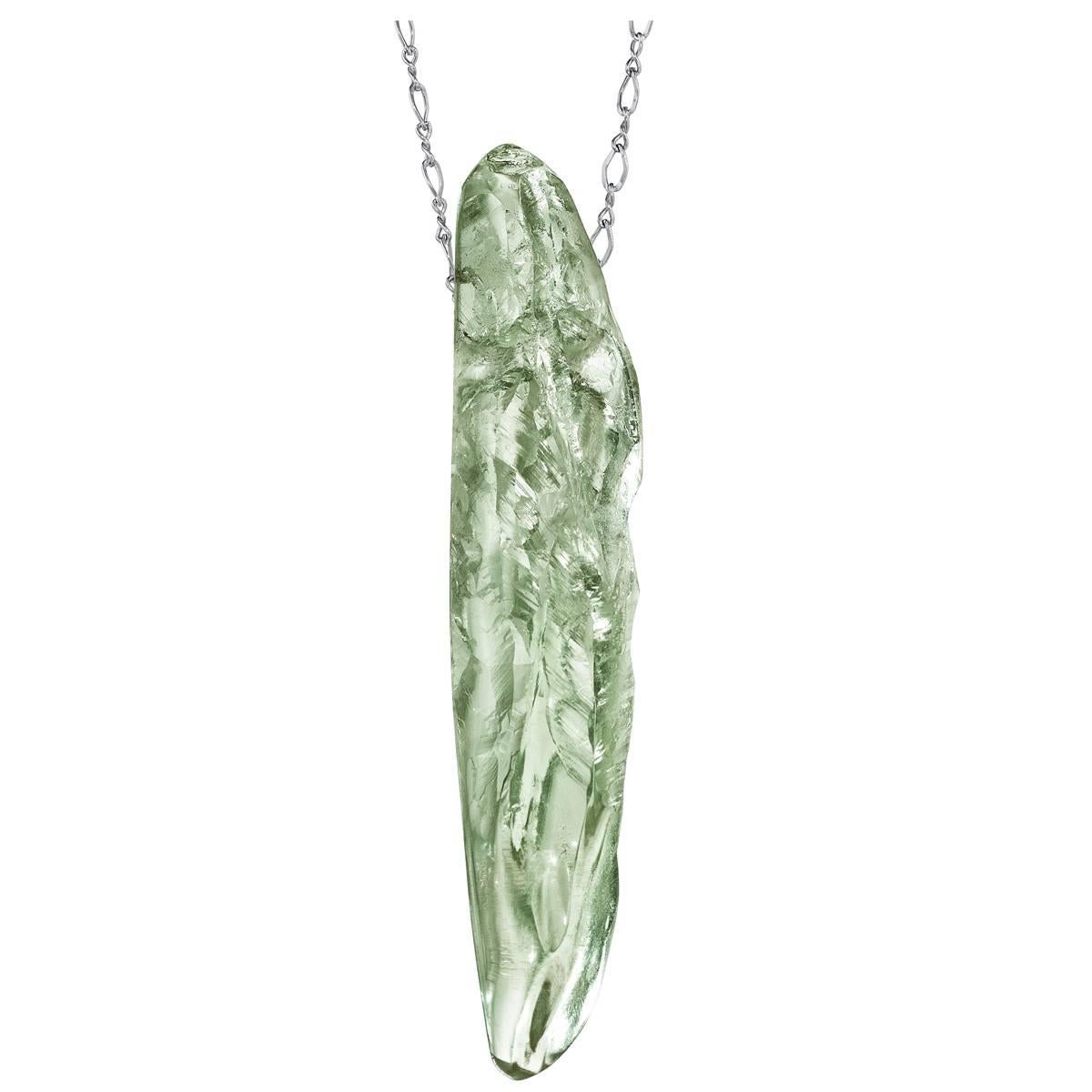 Naomi Sarna Green Amethyst Gold Pendant For Sale