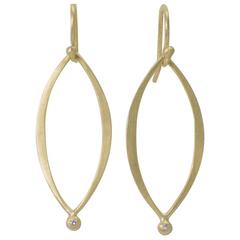 Faye Kim Diamond 18 Karat Gold Handmade Marquise Link Earrings