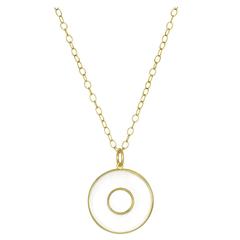 Faye Kim Gold Rock Quartz Circle of Life Pendant on Handmade Chain 12
