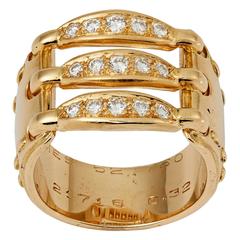 1980s Hermes Diamond Gold Ring