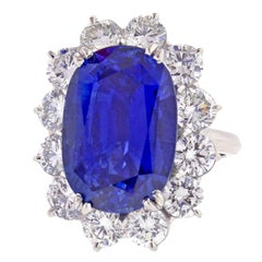 Vintage Important 17 Carat GIA Certified Ceylon Sapphire Diamond Ring