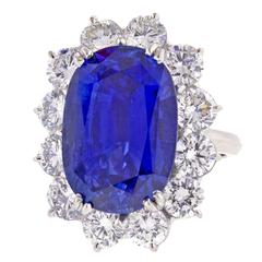 Important 17 Carat GIA Cert Ceylon Sapphire Diamond Ring 4
