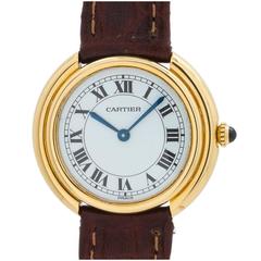 Retro  Cartier Yellow Gold Vendome Tank Wristwatch 