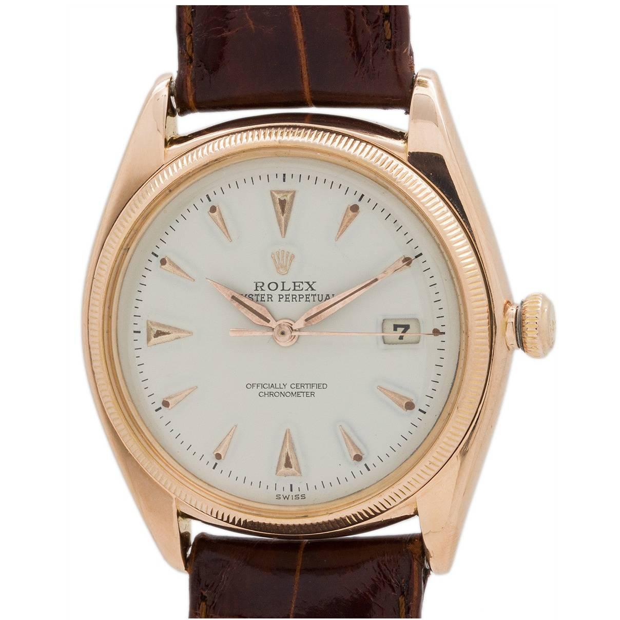 Rolex Rose Gold Datejust Self Winding Wristwatch Ref 4467 1957 For Sale