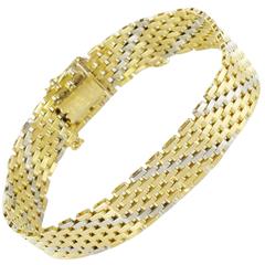 1950s French Two Color Gold Ribbon Bracelet 