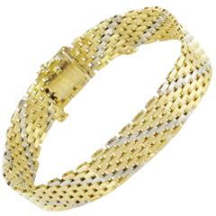 Vintage 1950s French Two Color Gold Ribbon Bracelet