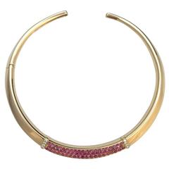 Van Cleef & Arpels Pink Sapphire Diamond Gold "Liseron" Necklace