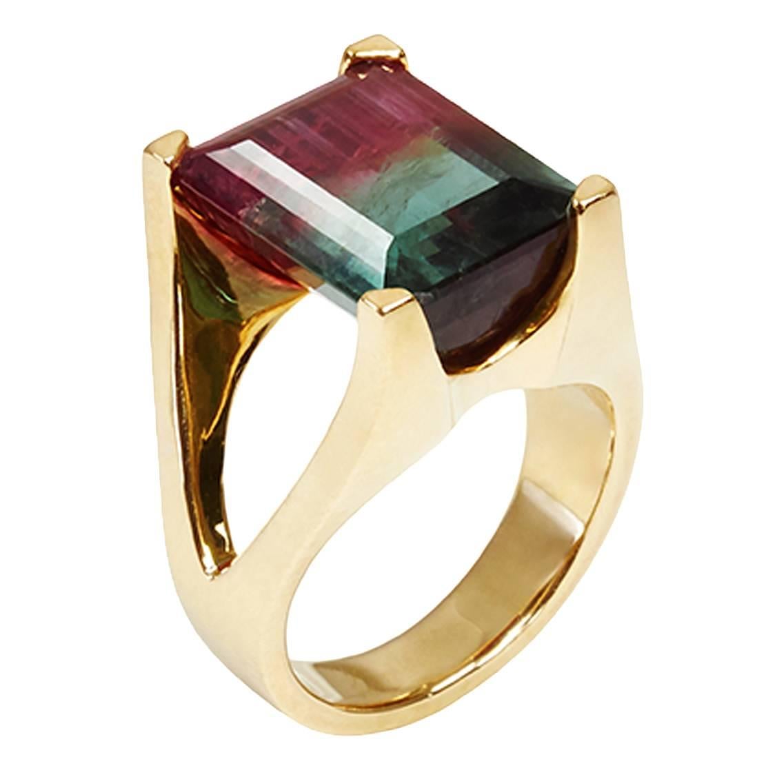 Watermelon Tourmaline Mahjong Ring For Sale