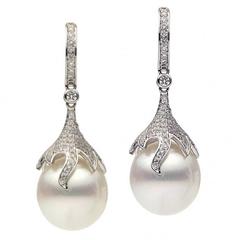 South Sea Pearl Diamond Gold Earring