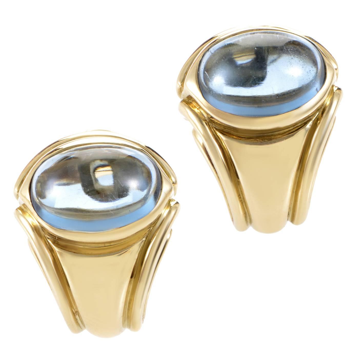 Bulgari Aquamarine Gold Clip-on Earrings
