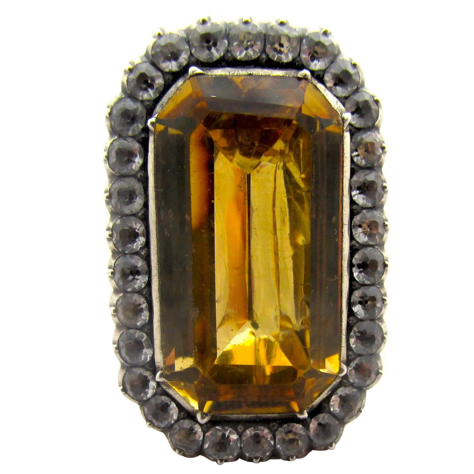 Antique Citrine Paste Ring in gold and silver