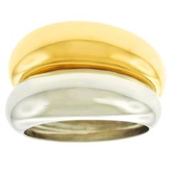 French Pair of Modernist Gold Dome Rings 