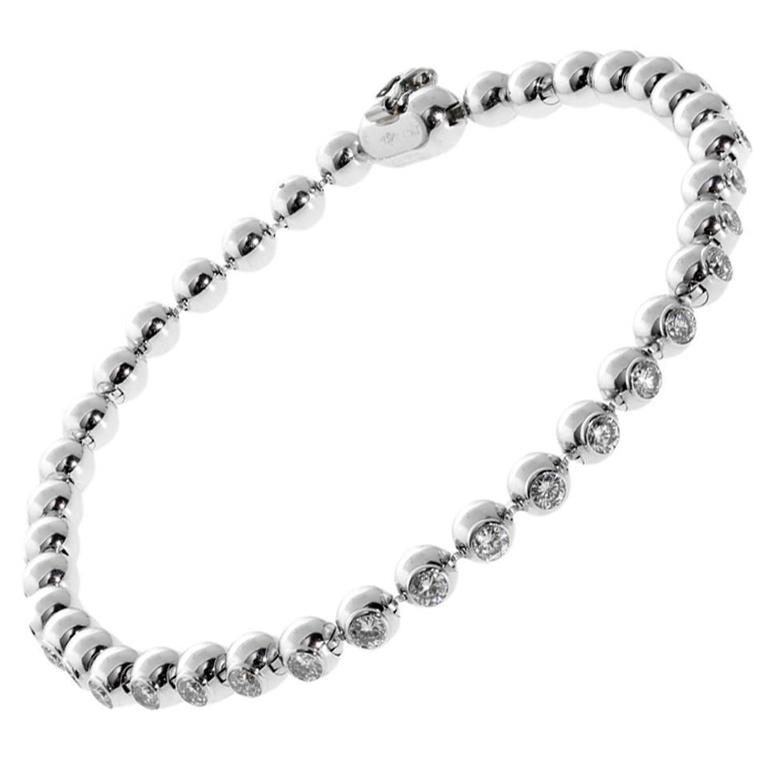 Cartier Diamond Gold Tennis Bracelet For Sale at 1stdibs