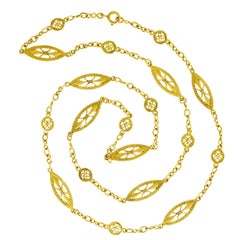28-inch Antique French Filigree Gold Necklace