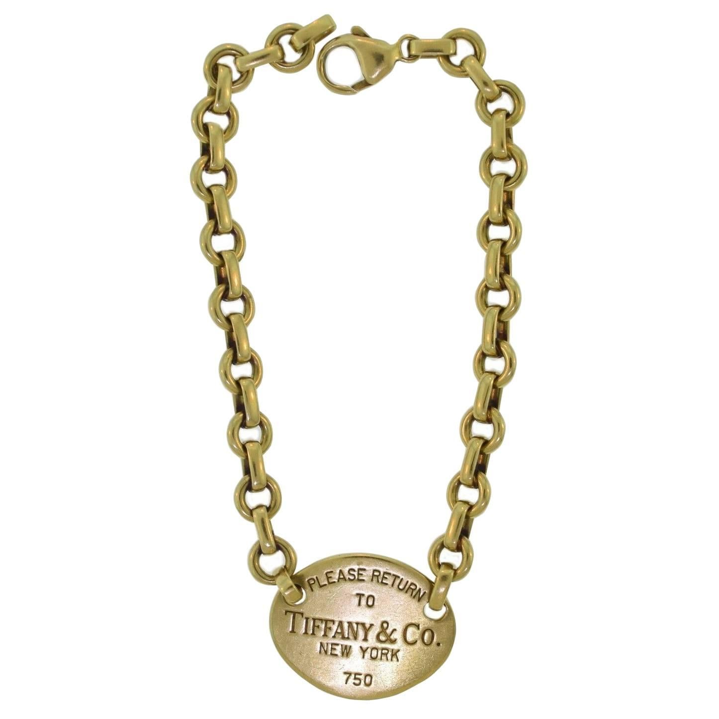 1980s Tiffany & Co. Gold “Return to Tiffany” Oval Tag Bracelet 