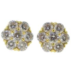 Van Cleef & Arpels Flower Fleurette Diamond Gold Stud Earrings