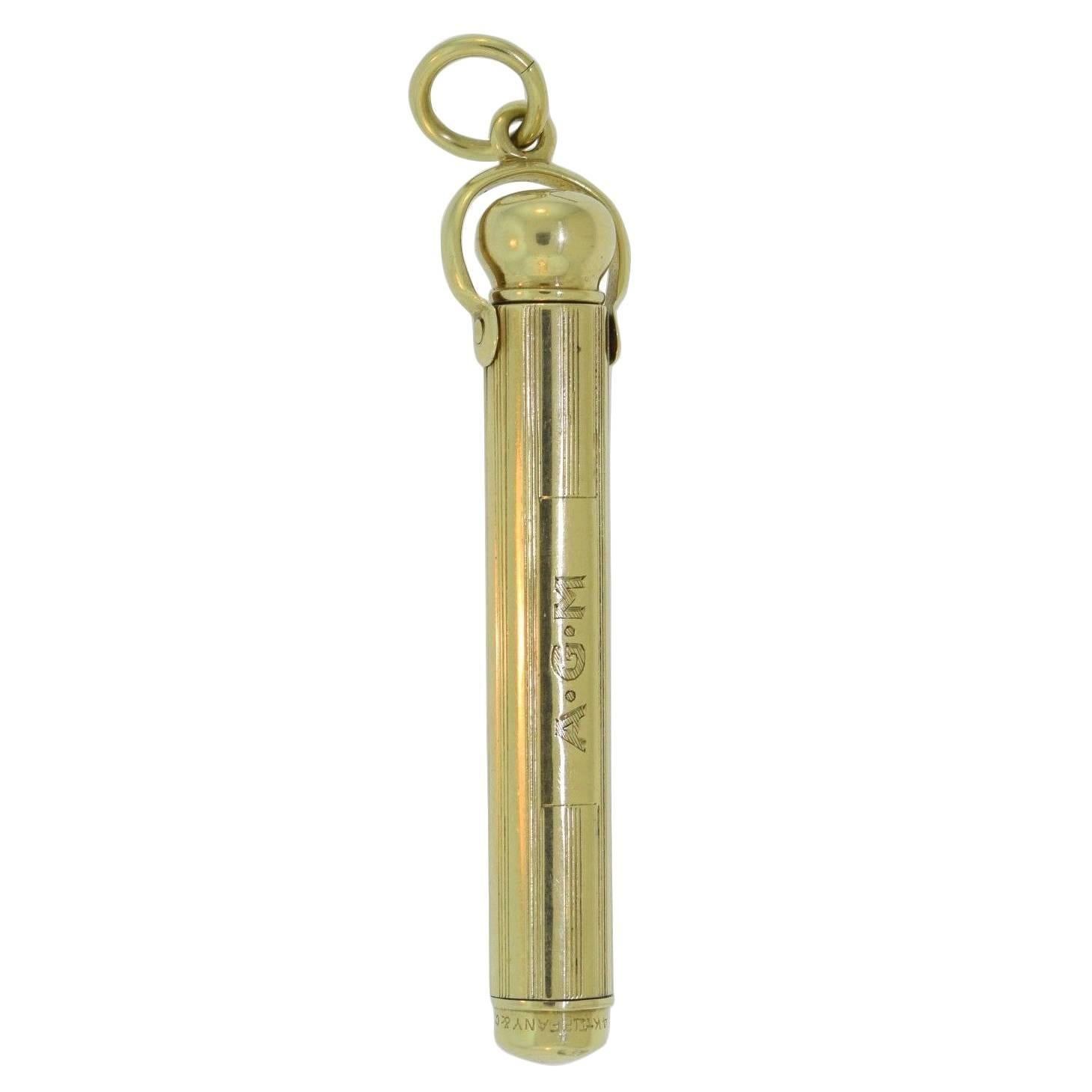 Tiffany & Co. Antique Gold Hidden Pencil Pendant Necklace