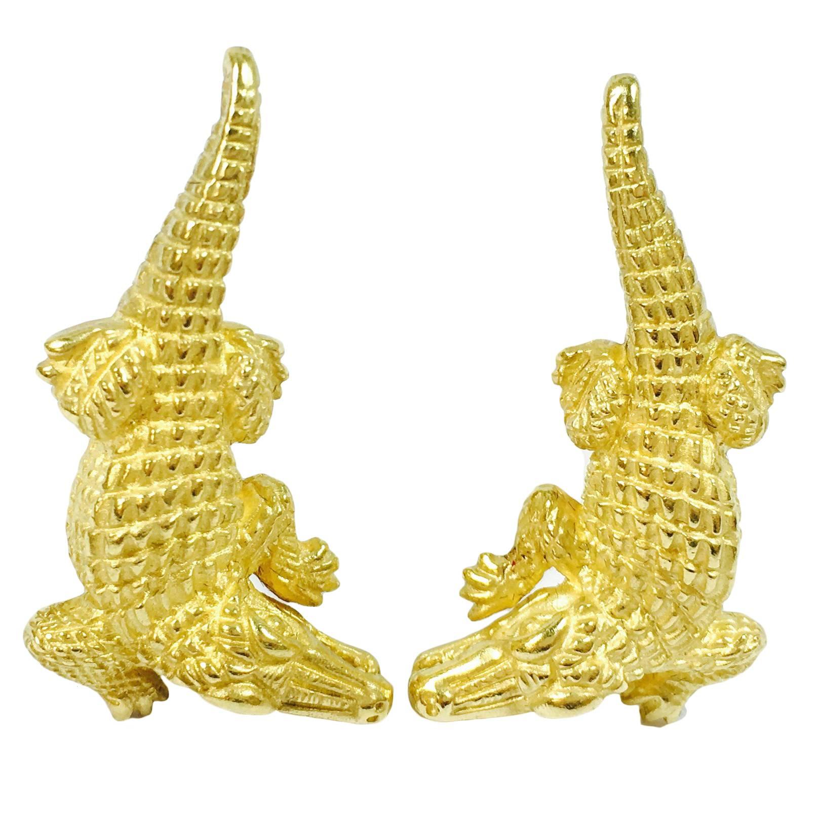 Barry Kieselstein-Cord Gold Alligator Cufflinks