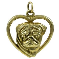 Bulldog Gold Heart Charm