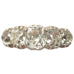 1880s Victorian 2.74 Carat Diamond and 18k Yellow Gold, Five Stone Ring 7