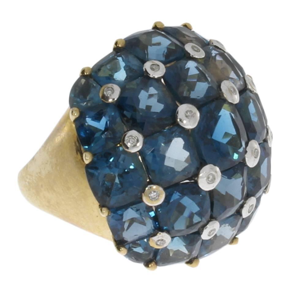 Blue Topaz Gold Dome Ring