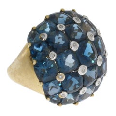 Used Blue Topaz Gold Dome Ring