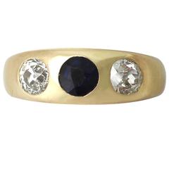 1890s Blue Sapphire and Diamond Yellow Gold Ring 12