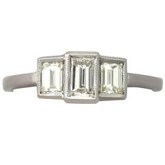 0.88 Ct Diamond and 18 k White Gold Trilogy Ring - Vintage Circa 1940 1