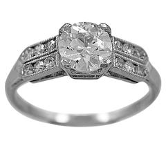 Art Deco .95 Carat Diamond Platinum Engagement Ring