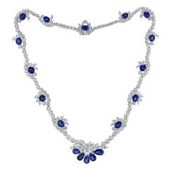 Sapphire Diamond Gold Platinum Necklace