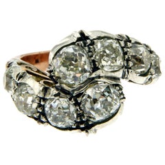 Outstanding 5.50 Carats Diamonds Silver Gold Ring